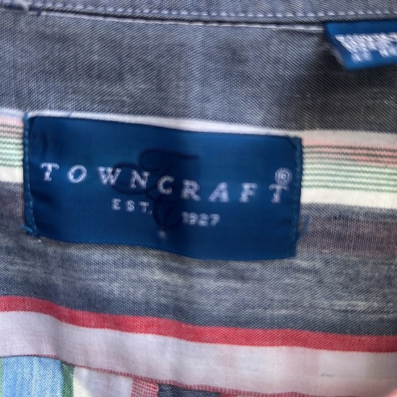 Vintage Towncraft Striped Button Up Men’s Shirt Size Large Regular 16-16.5 - Picture 5 of 7